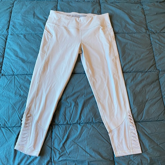 VSX Victorias Secret Sport Knockout Leggings Tight 7/8 length XL Mesh Panel Gray - Picture 2 of 6